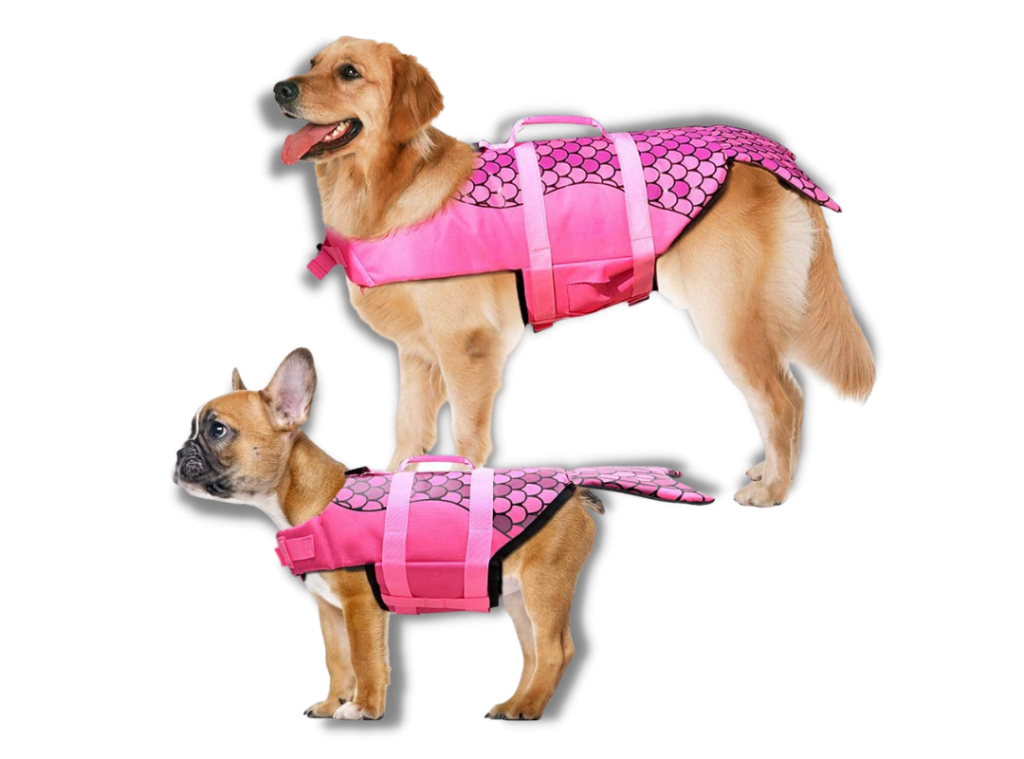Dog Life Jacket - Mermaid Hot Pink, Portable Dog Swimming Jacket Vest