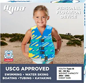 Coast Guard Approved Life Jackets: Aqua US Coast Guard-Approved Life Jacket, PFD with Comfortable Flex-Form-Fit Design, Infants/Kids/Youth by Brand: Aqua LEISURE