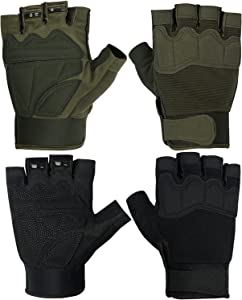 Hiking Gloves: FIORETTO Fingerless Gloves Half Finger Hunting Shooting Cycling Motorcycle Hiking Climbing Driving Biking Airsoft Combat Gloves by Store FIORETTO Store