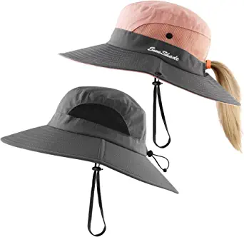 Hiking Hats for Women: Dapaser 2 Pack Sun Hat Men Women,Waterproof Wide Brim Bucket Hat, UV Protection Boonie Hat for Fishing Hiking Camping Beach by Store Dapaser Store