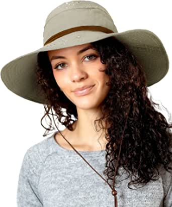 Hiking Hats for Women: Wide Brim Waterproof Sun Bucket Hats for Women UPF 50+ Mens Safari Hat UV Protection Packable Boonie Summer Outdoor Beach Cap by Store SHINCHIC Store