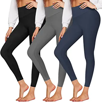 Hiking Leggings: GROTEEN 3 Pack High Waisted Leggings for Women Tummy Control-Workout Running Hiking Autumn Everyday Black Leggings Yoga Pants by Store GROTEEN Store