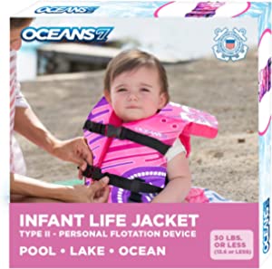 Infant Life Jackets: Oceans7 US Coast Guard Approved Infant Life Jacket 8-30 lbs – Type II PFD Flex-Form Chest Personal Flotation Device, Pink/Berry by Brand: Oceans 7