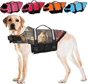 Pet Life Jackets: Dog Life Jacket,Swim Vest for Dogs,Lightweight Life Jacket with Rescue Handle for Medium Small and Large Dogs,Pet Safety Swimsuit Preserver for Swimming Boating Camouflage XL by Store YOYAKER Store