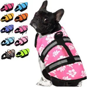 Pet Life Jackets: SUNFURA Ripstop Dog Life Jacket, Safety Pet Flotation Life Vest with Reflective Stripes and Rescue Handle, Adjustable Puppy Lifesaver Swimsuit Preserver for Small Medium Large Dogs by Brand: SUNFURA