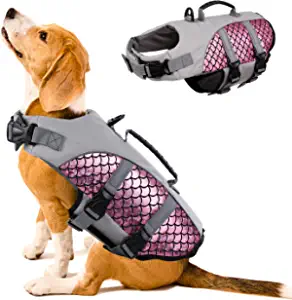 Pet Life Jackets: Dog Life Jacket Pet Safety Vest Coat, Reflective Adjustable Puppy Lifesaver Preserver with Rescue Handle, Ripstop Safety Swimsuit for Small to Large Dog in Pool Beach Lake Kayak Boat Swimming Surfing by Store DORA BRIDAL Store