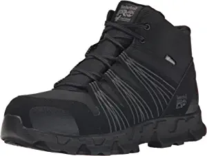Timberland Hiking Boots Mens: Timberland PRO Men's Powertrain Mid Alloy Toe ESD Industrial Hiking Boot, Black Synthetic, 10.5 M US by Store Timberland Store